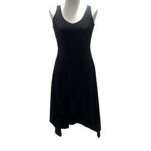 Karen Kane Black Jersey Midi Dress Shark Bite Hemline Women’s XS